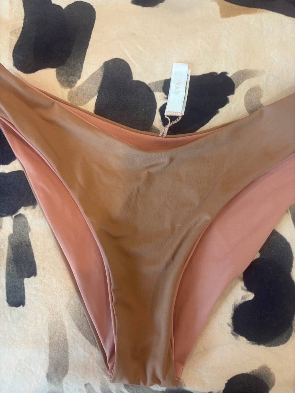 KYA Swim Reversible Mocha Blush Pink High Leg Bikini Bottom